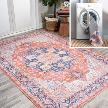 Maris Ornate Medallion Washable Area Rug